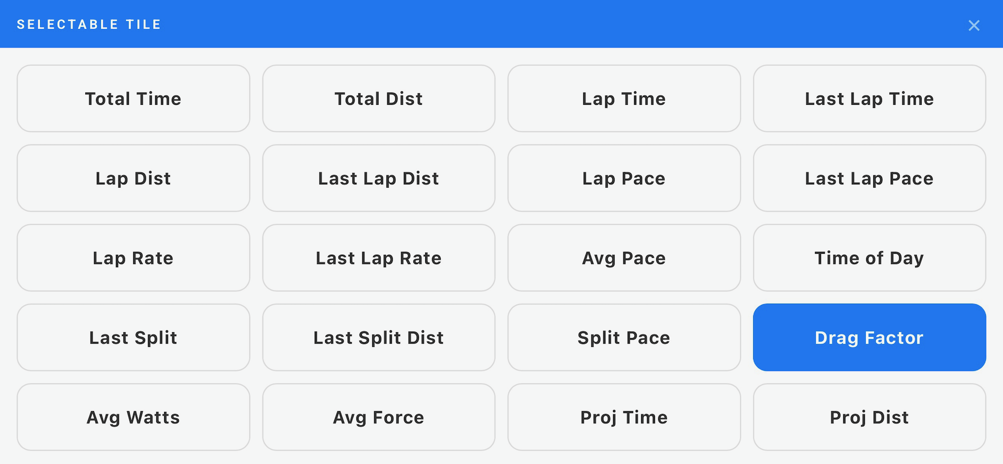 Erg tile grid with selectable tile open