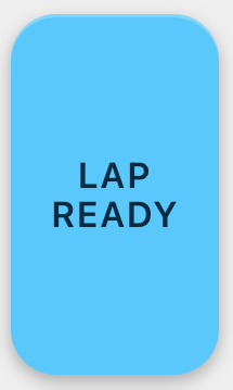 Lap button in light blue LAP READY state