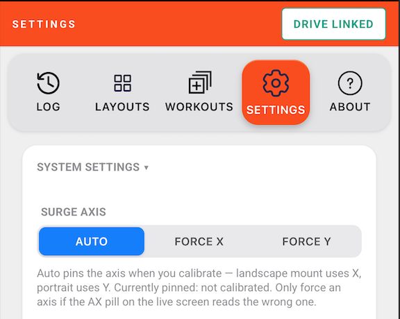 System settings - surge axis and units