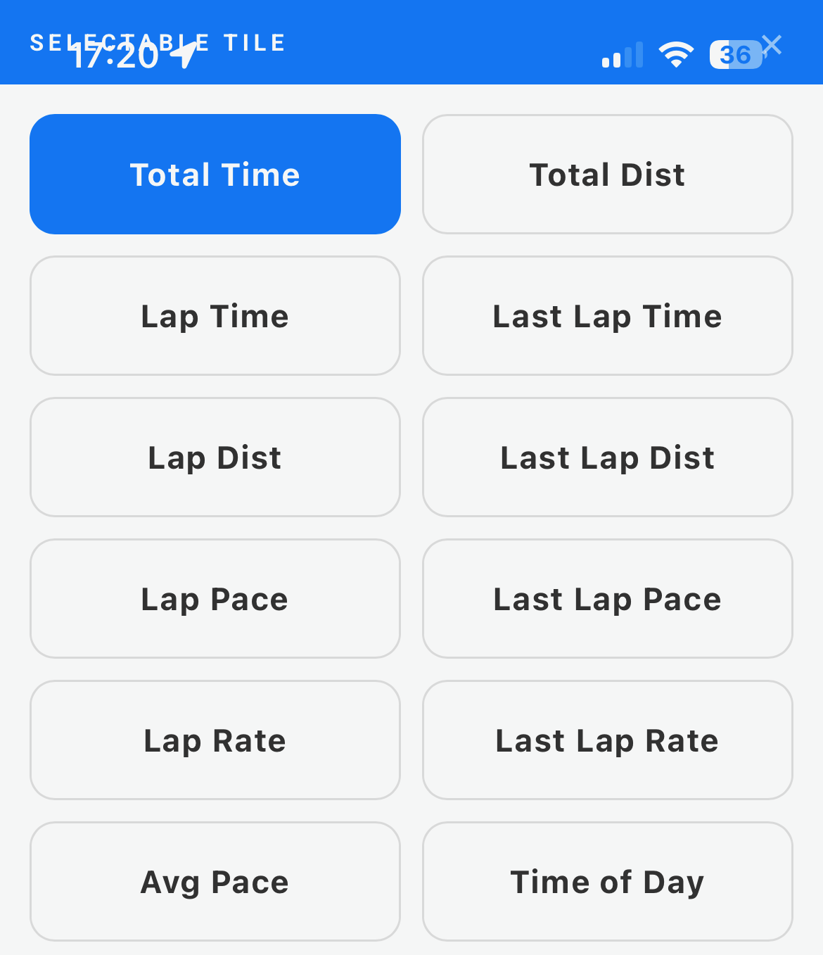 Selectable tile sub-menu
