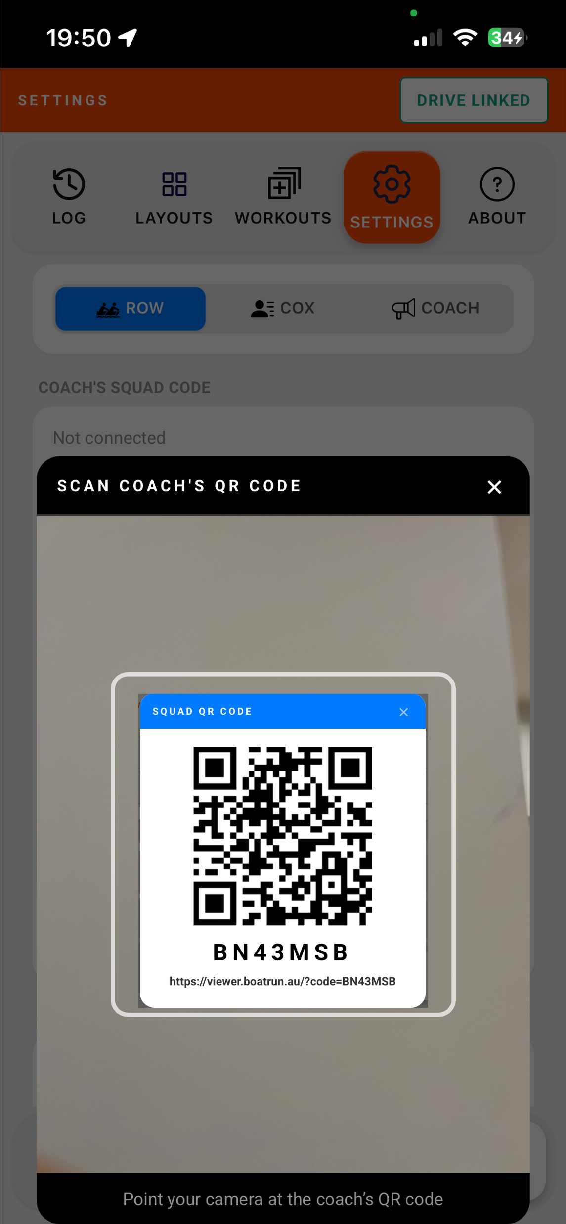 Scan coach's QR code